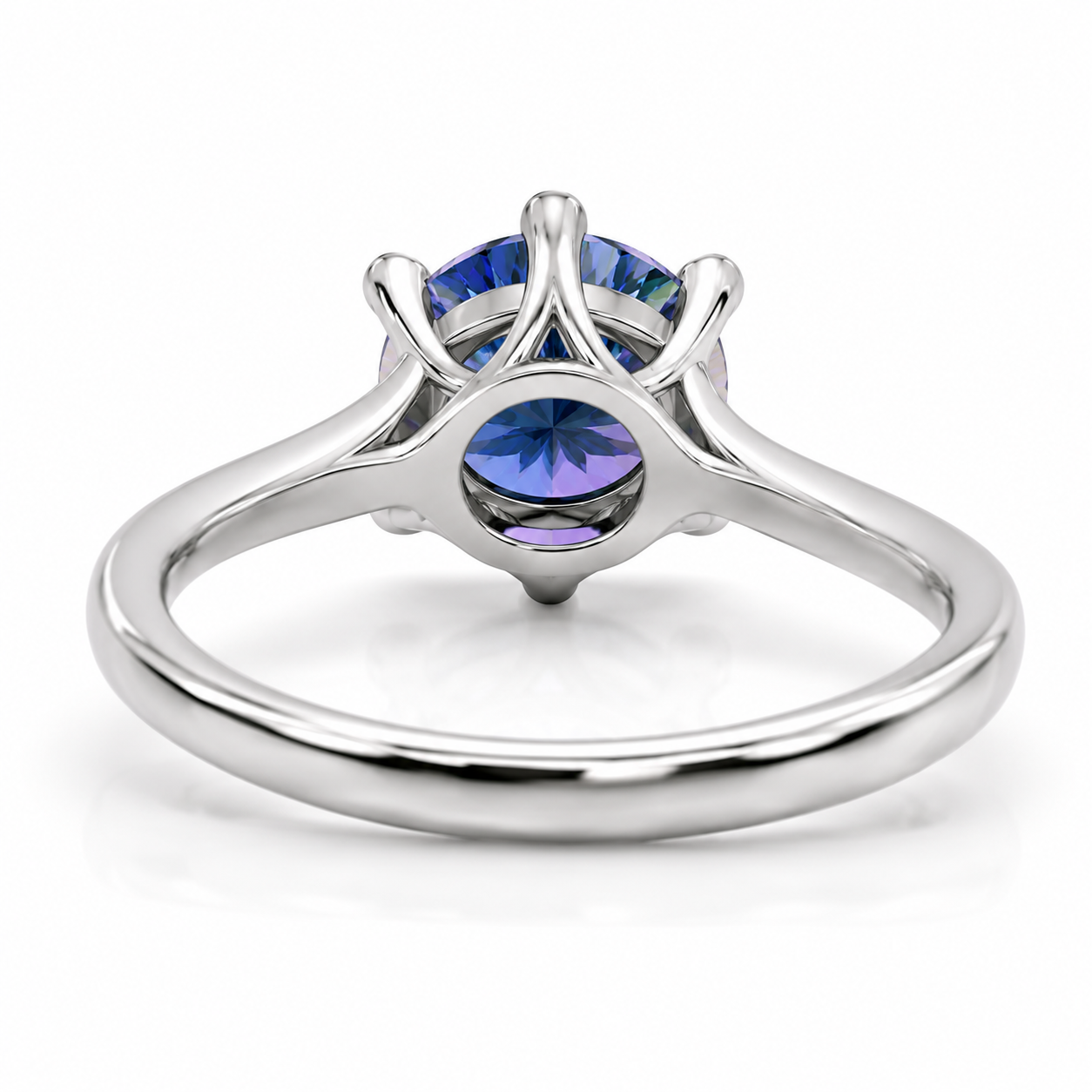 1 CT Royal Blue Moissanite Ring, Round Cut Royal Blue Moissanite Ring