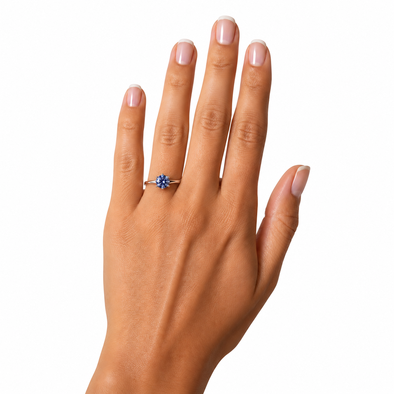 1 CT Royal Blue Moissanite Ring, Round Cut Royal Blue Moissanite Ring
