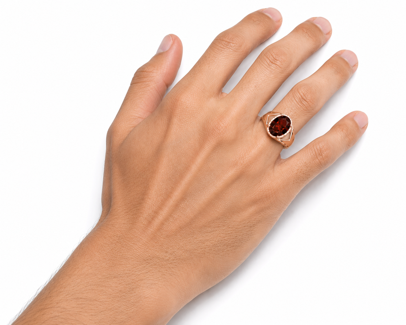 4CT Mens Garnet Ring 925 Sterling Silver 9x11mm, Red Garnet Ring For Men