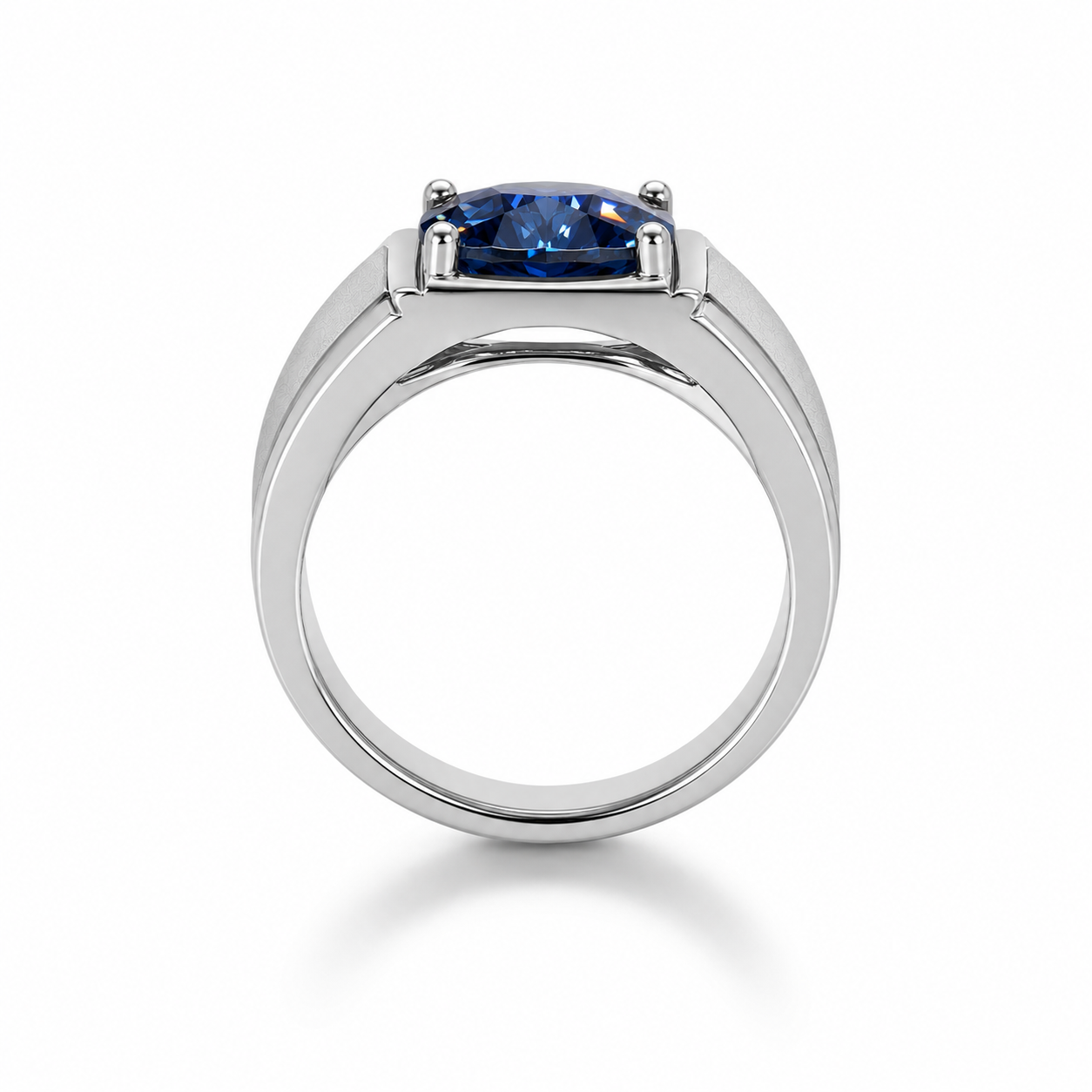VVS1 5 CT Blue Moissanite Men's Ring, Men's Blue Moissanite Ring 11mm Sterling