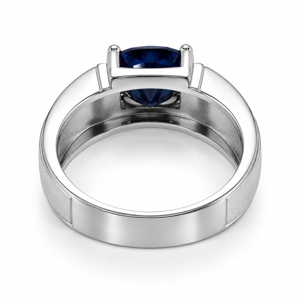 VVS1 5 CT Blue Moissanite Men's Ring, Men's Blue Moissanite Ring 11mm Sterling