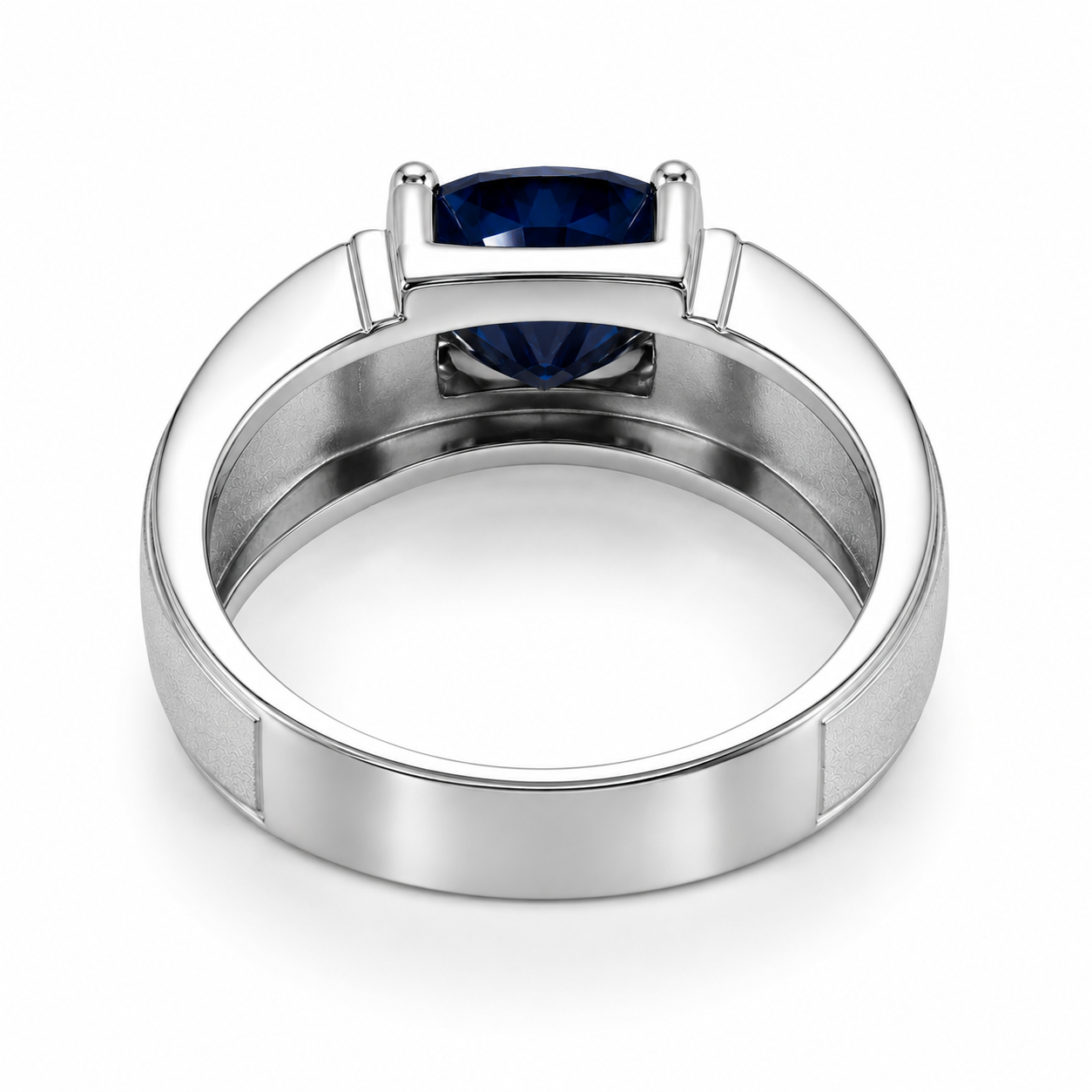 VVS1 5 CT Blue Moissanite Men's Ring, Men's Blue Moissanite Ring 11mm Sterling