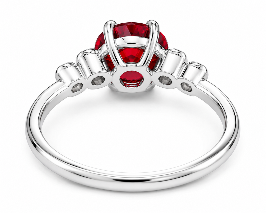 Red Garnet Round Cut Cocktail Ring 6x6mm 925 Sterling Silver Platinum Plated