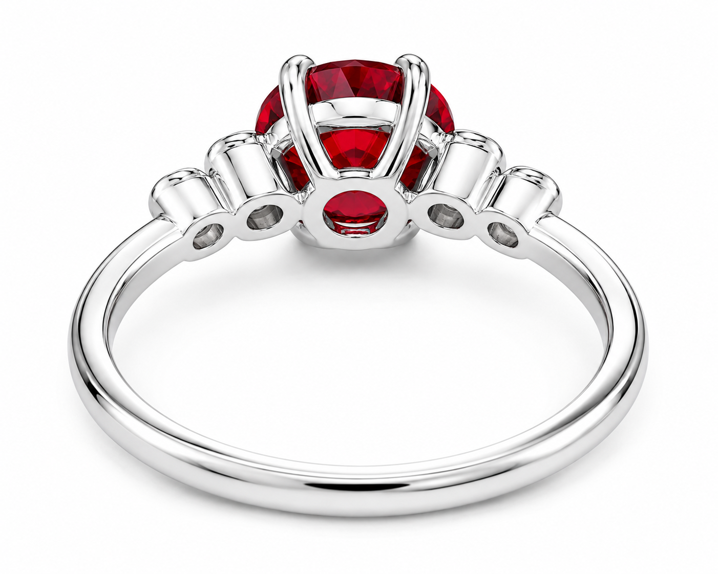 Red Garnet Round Cut Cocktail Ring 6x6mm 925 Sterling Silver Platinum Plated