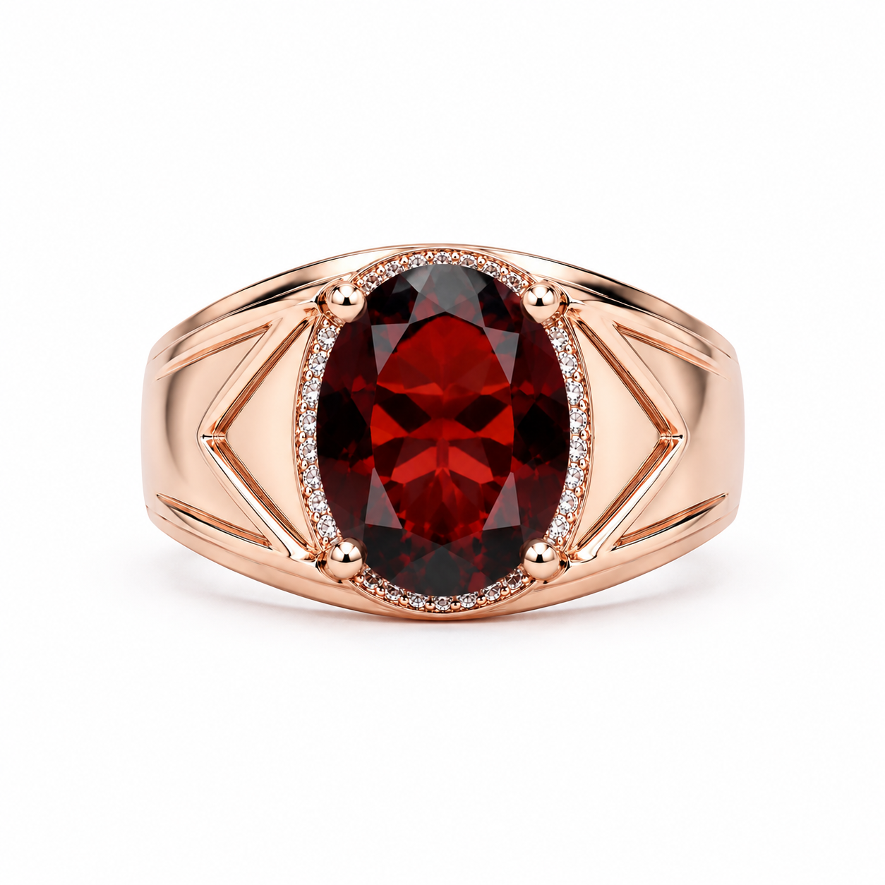 4CT Mens Garnet Ring 925 Sterling Silver 9x11mm, Red Garnet Ring For Men