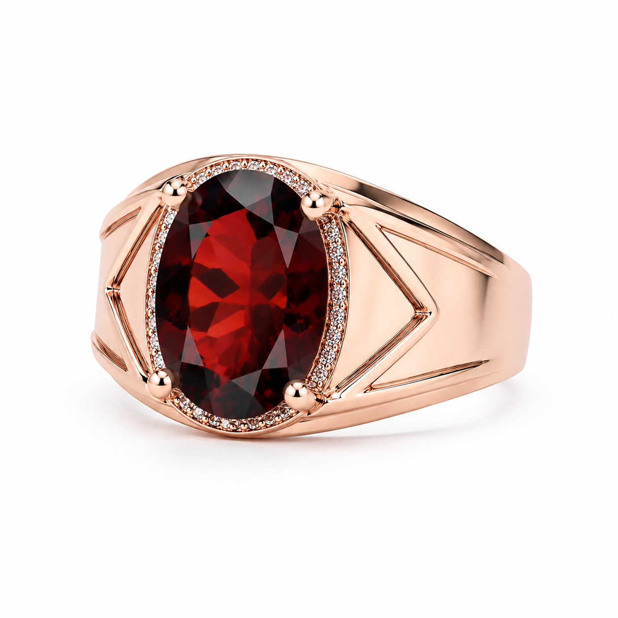 4CT Mens Garnet Ring 925 Sterling Silver 9x11mm, Red Garnet Ring For Men