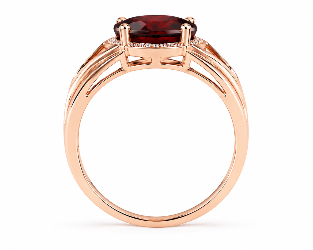 4CT Mens Garnet Ring 925 Sterling Silver 9x11mm, Red Garnet Ring For Men
