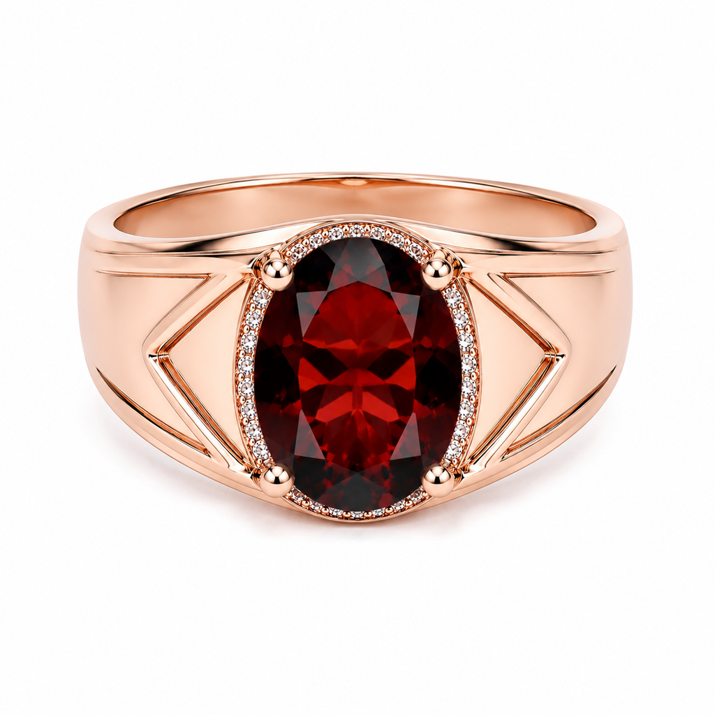 4CT Mens Garnet Ring 925 Sterling Silver 9x11mm, Red Garnet Ring For Men
