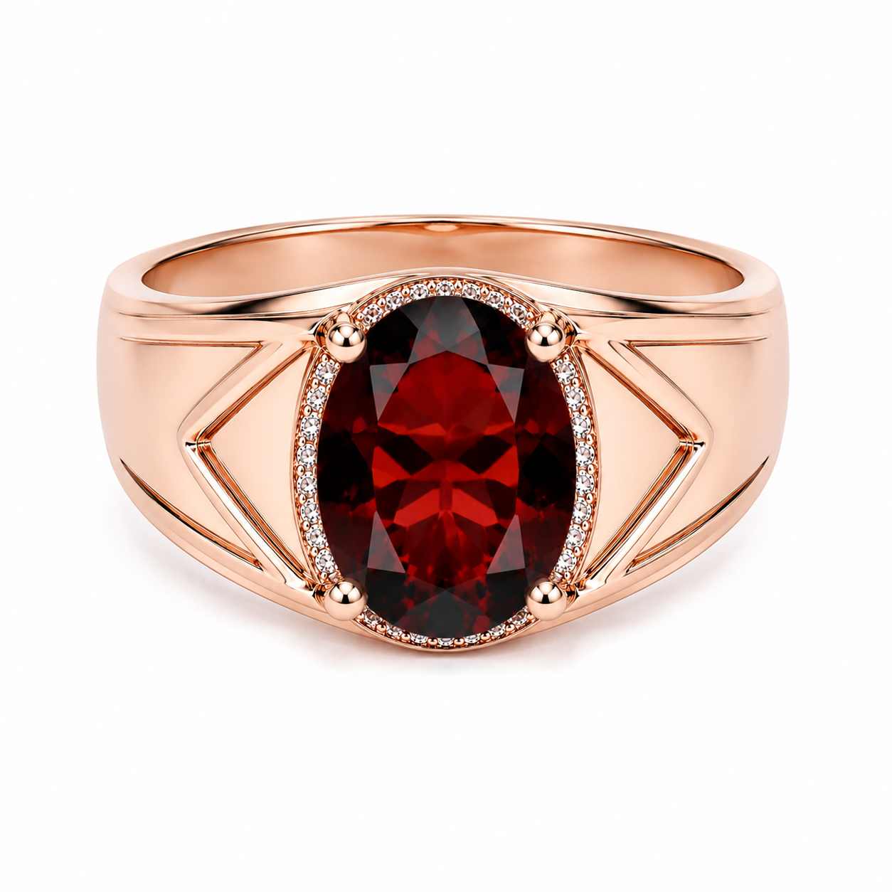 4CT Mens Garnet Ring 925 Sterling Silver 9x11mm, Red Garnet Ring For Men