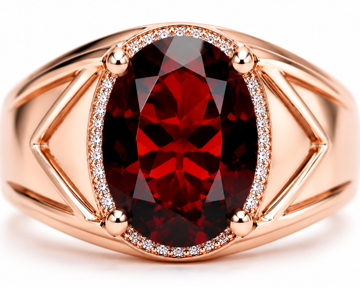 4CT Mens Garnet Ring 925 Sterling Silver 9x11mm, Red Garnet Ring For Men