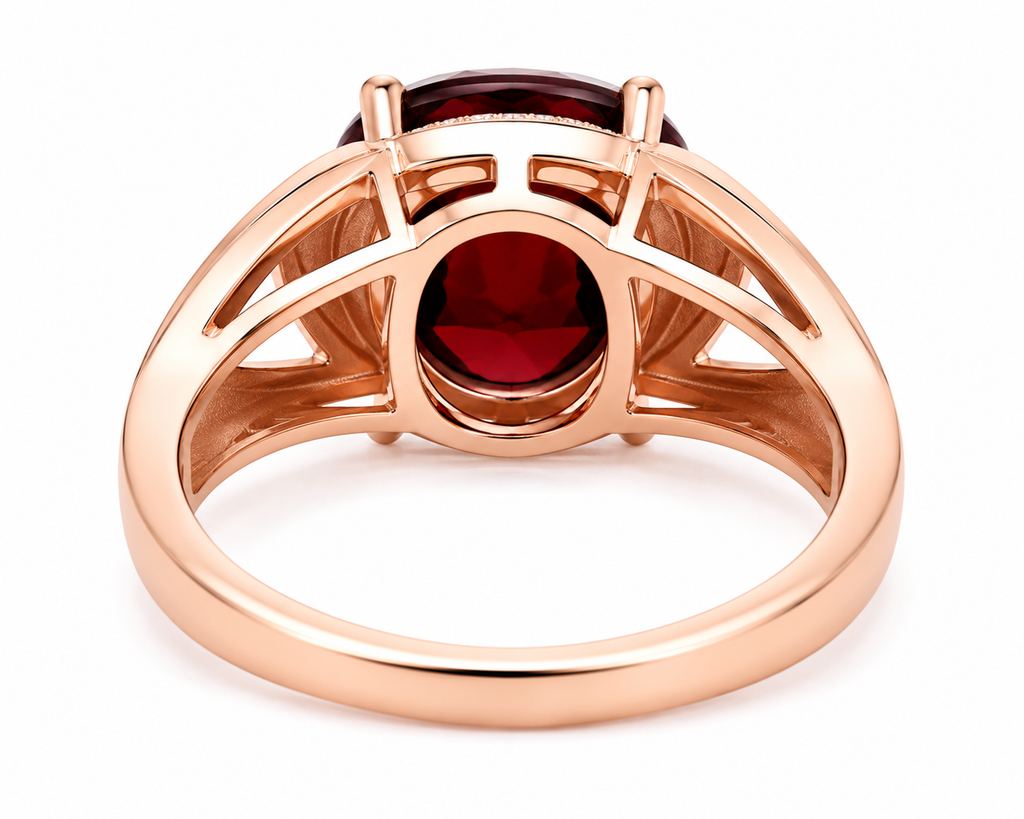 4CT Mens Garnet Ring 925 Sterling Silver 9x11mm, Red Garnet Ring For Men