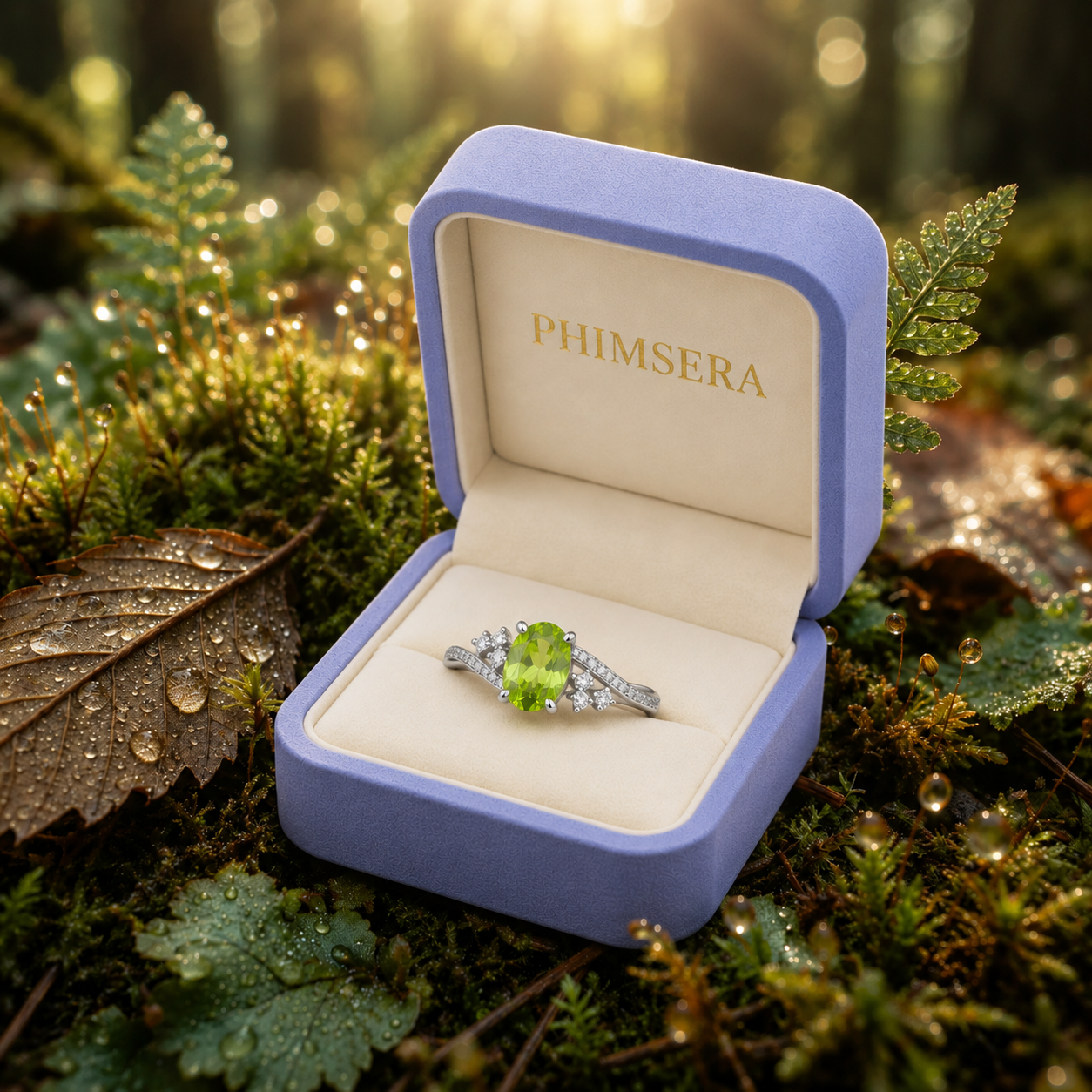 1CT August Birthstone Peridot Ring, Natural Peridot Ring 5x7mm