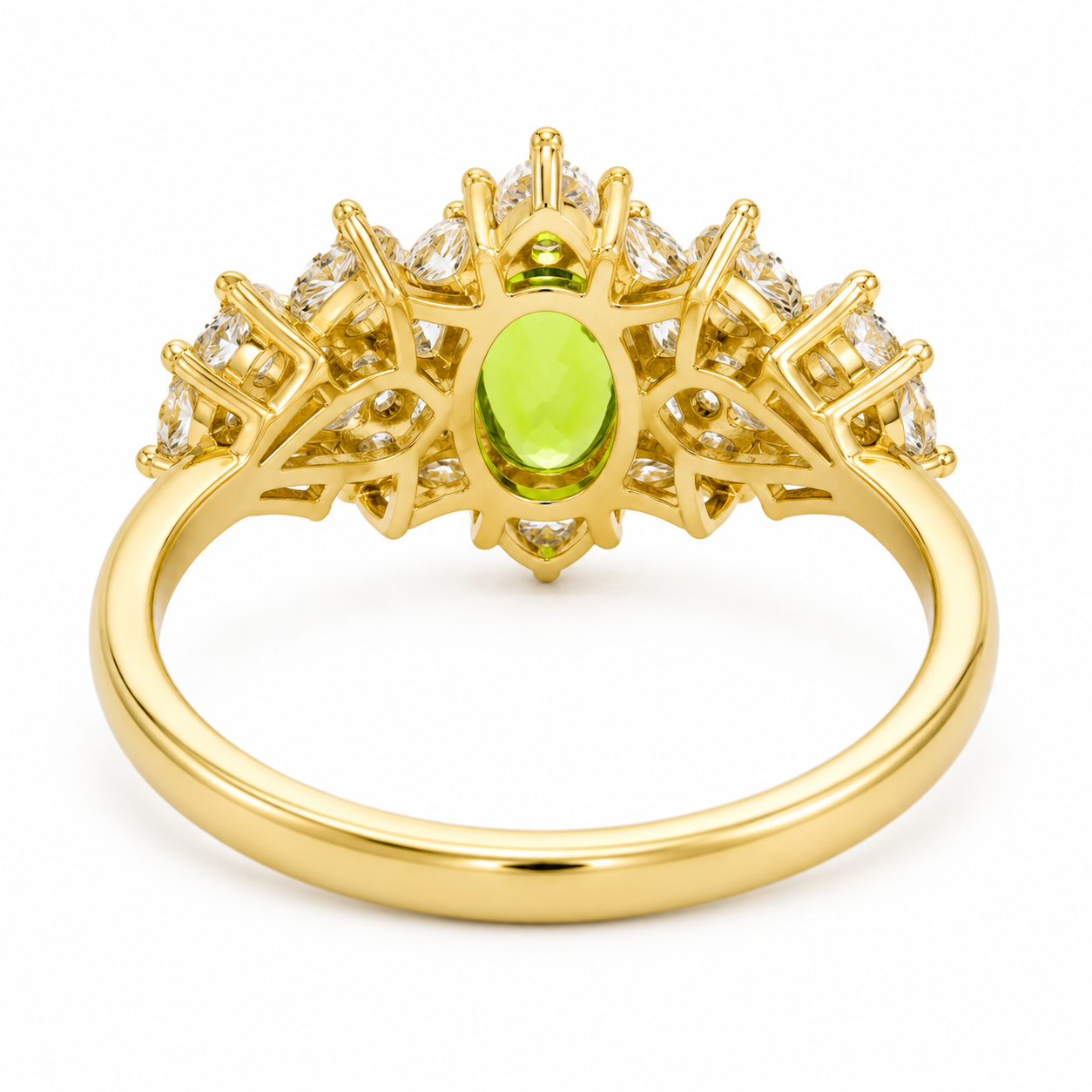 Natural Peridot Gemstone Statement Ring 5x7mm, August Birthstone Peridot Ring