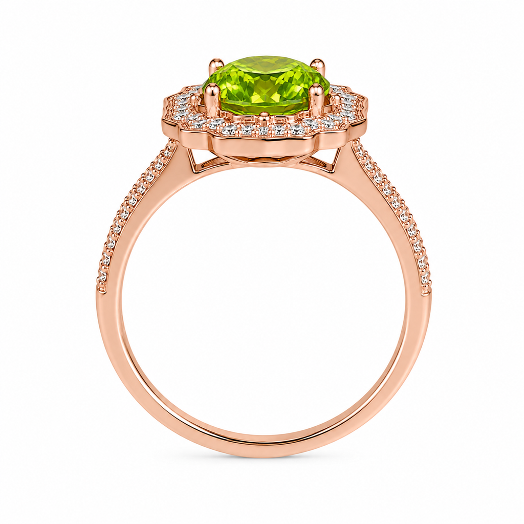 Natural Peridot Gemstone Ring 9mm 3.5CT, August Birthstone Peridot Ring Sterling