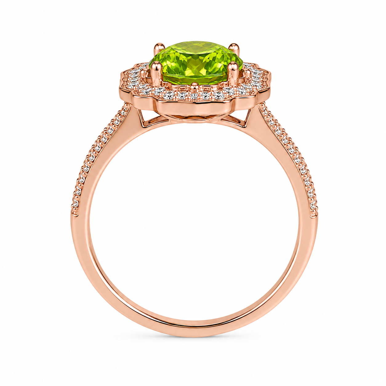 Natural Peridot Gemstone Ring 9mm 3.5CT, August Birthstone Peridot Ring Sterling