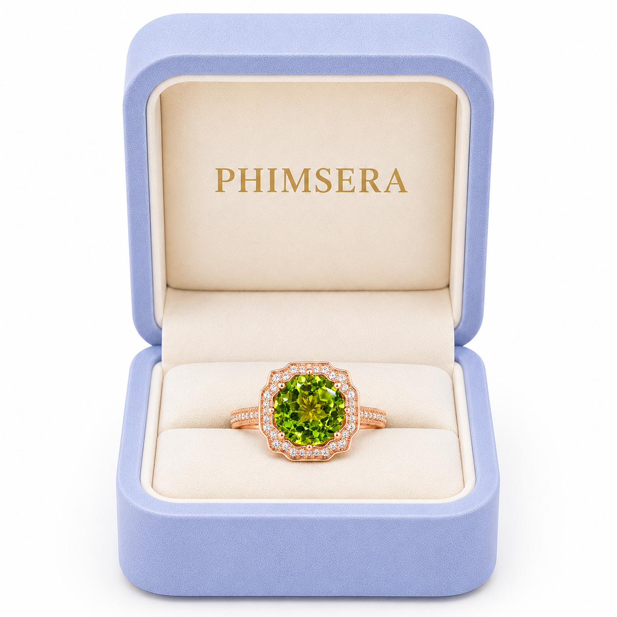 Natural Peridot Gemstone Ring 9mm 3.5CT, August Birthstone Peridot Ring Sterling