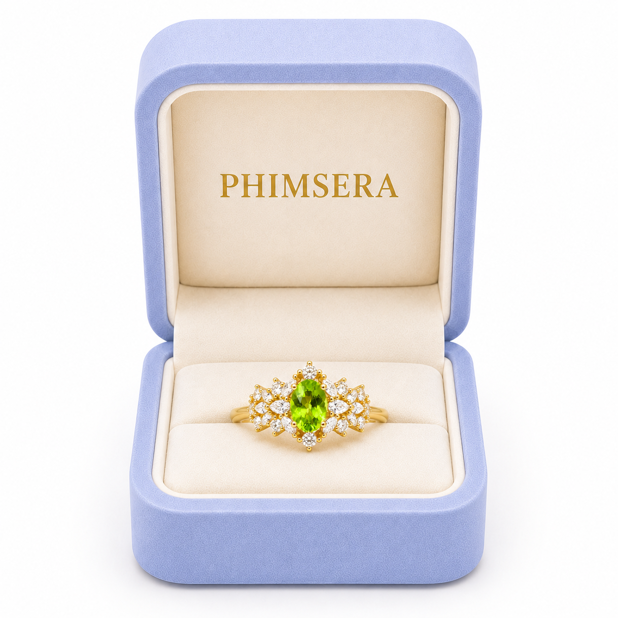 Natural Peridot Gemstone Statement Ring 5x7mm, August Birthstone Peridot Ring