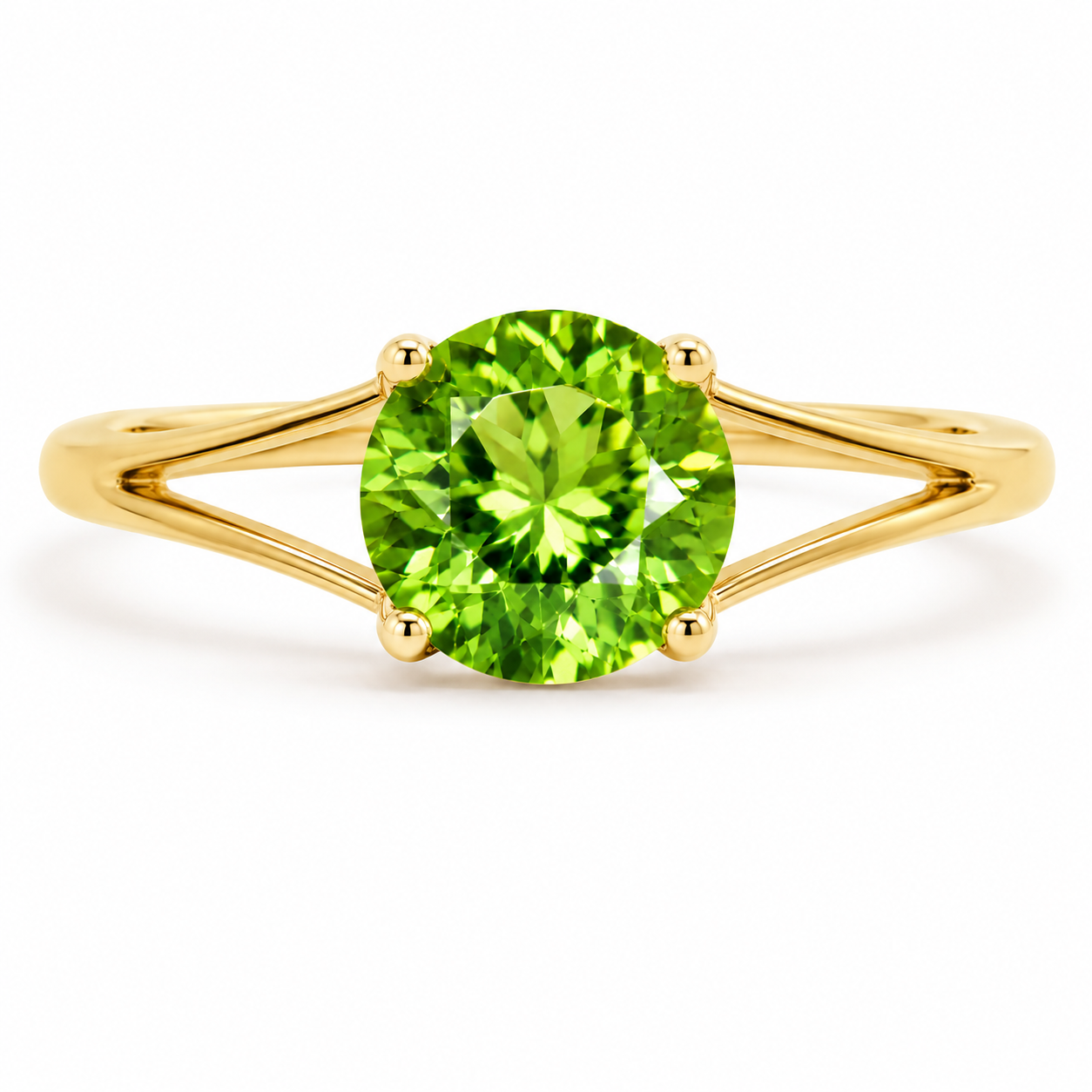 Natural Peridot Ring, August Birthstone Peridot Ring 925 Sterling Silver 8mm