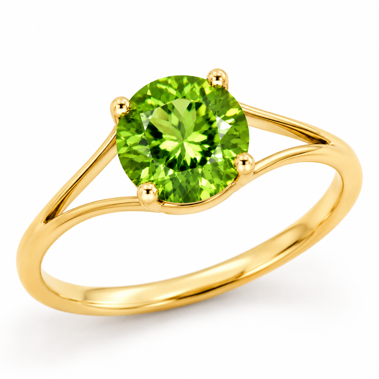Natural Peridot Ring, August Birthstone Peridot Ring 925 Sterling Silver 8mm
