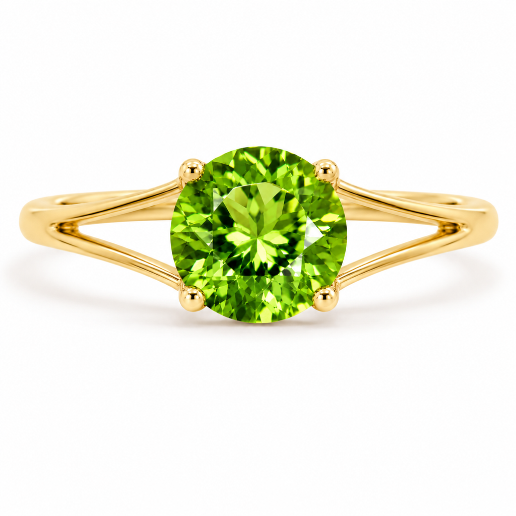 Natural Peridot Ring, August Birthstone Peridot Ring 925 Sterling Silver 8mm