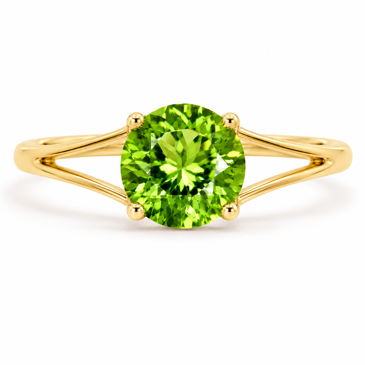 Natural Peridot Ring, August Birthstone Peridot Ring 925 Sterling Silver 8mm