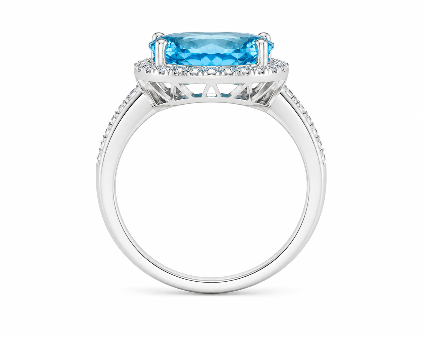 Swiss Blue Topaz Gemstone Ring 10x14mm 9CT
