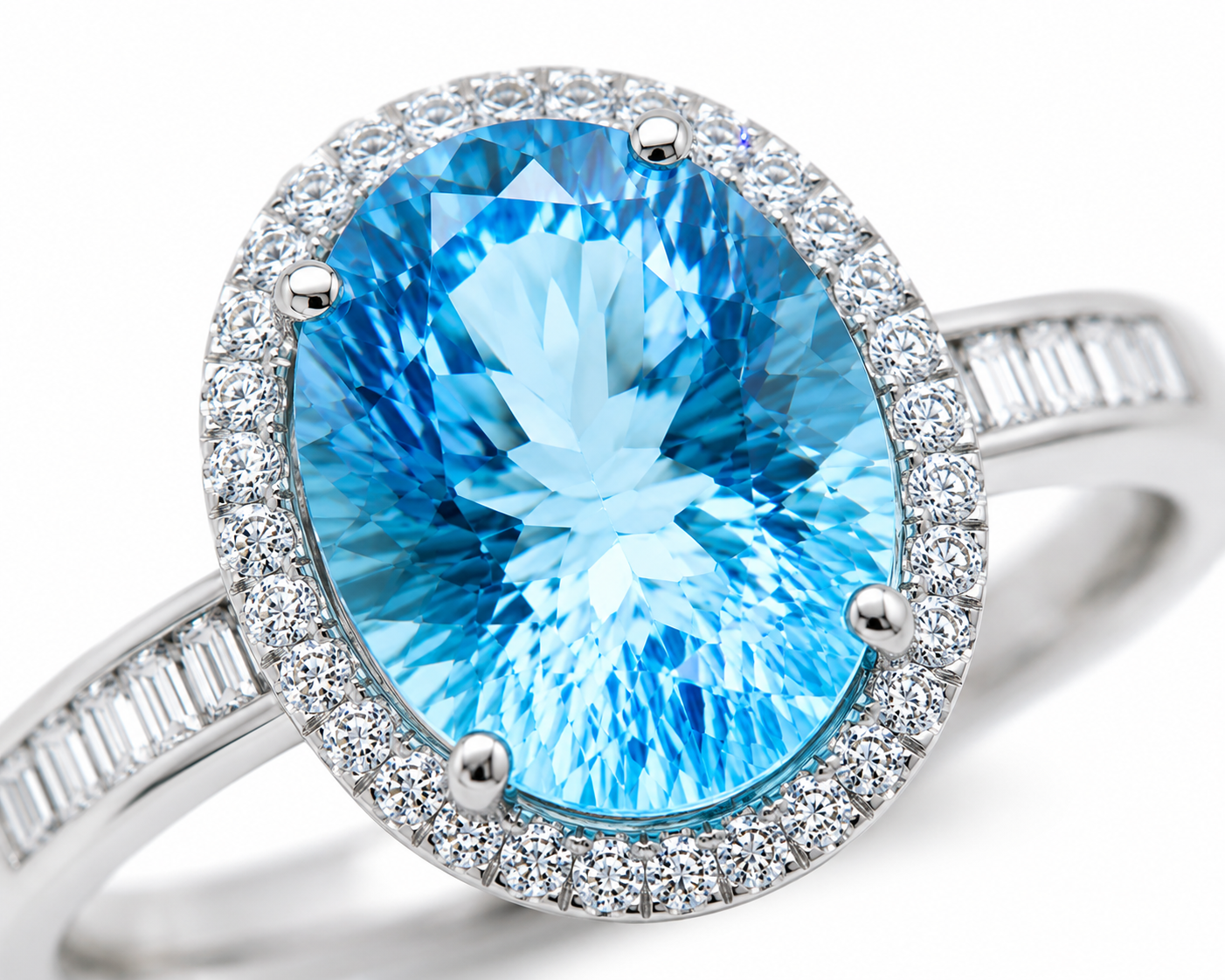 Swiss Blue Topaz Gemstone Ring 10x14mm 9CT