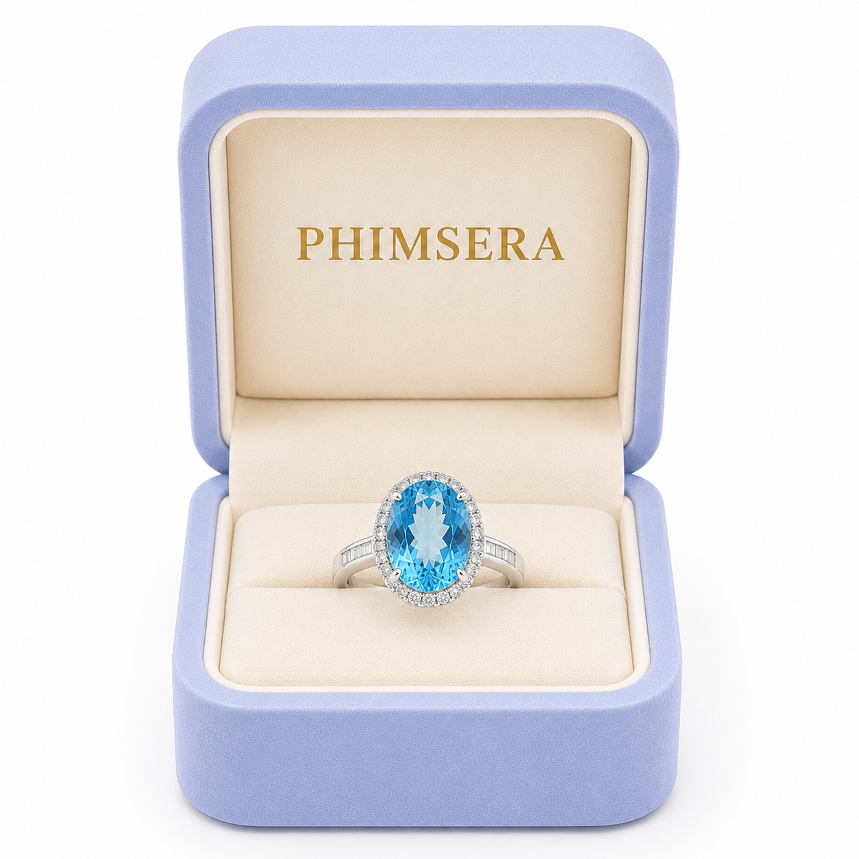 Swiss Blue Topaz Gemstone Ring 10x14mm 9CT