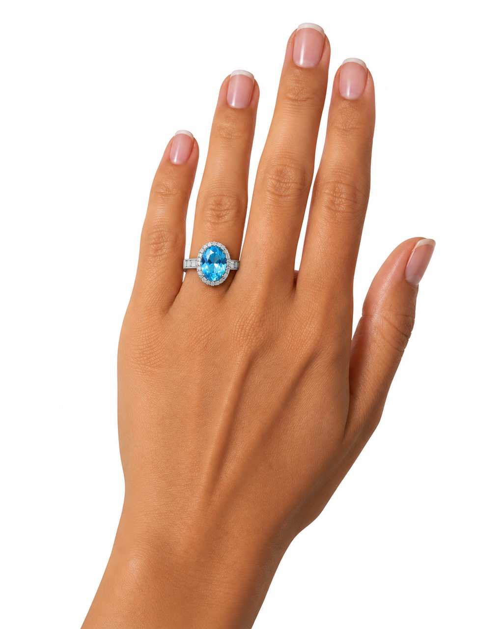 Swiss Blue Topaz Gemstone Ring 10x14mm 9CT