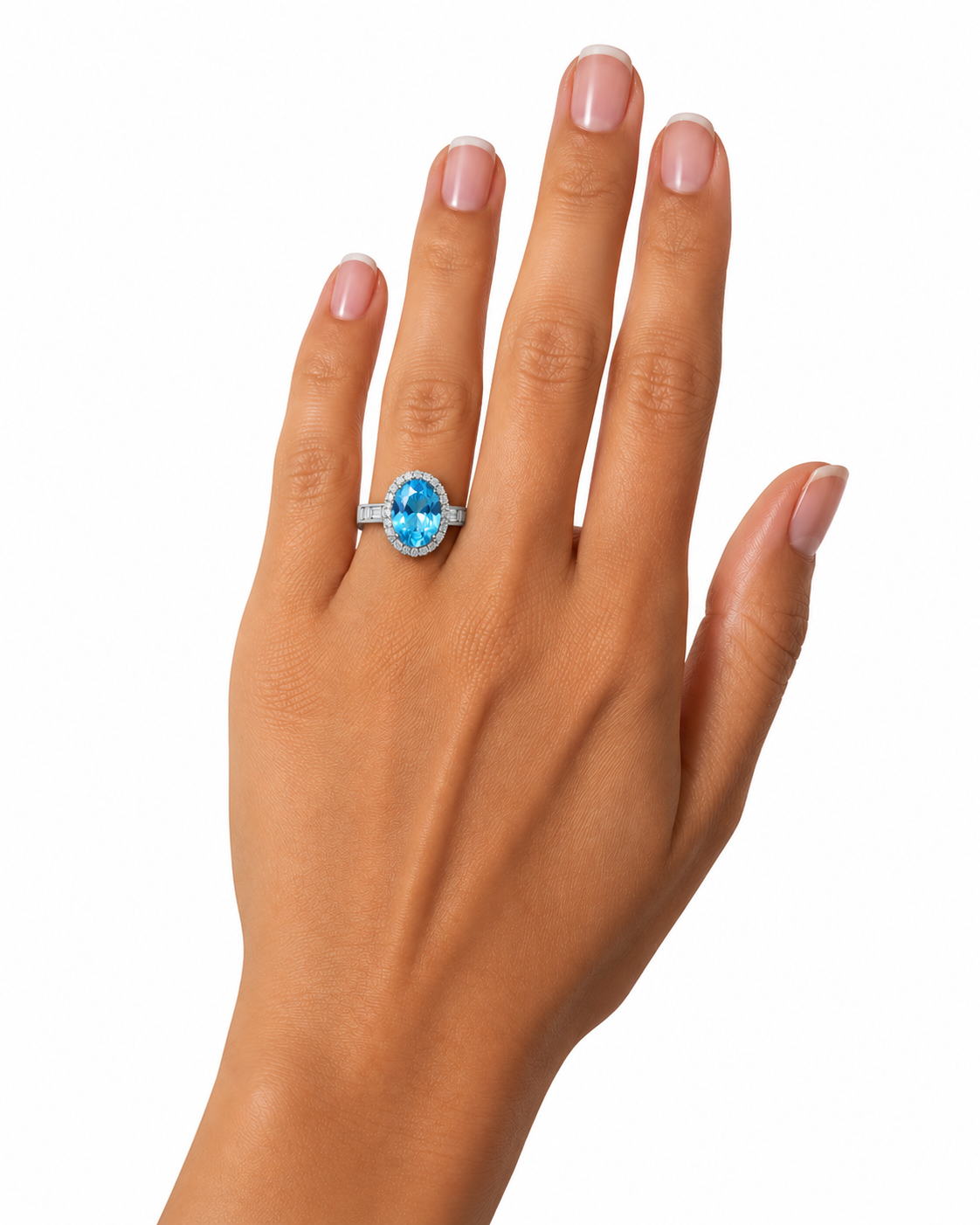 Swiss Blue Topaz Gemstone Ring 10x14mm 9CT