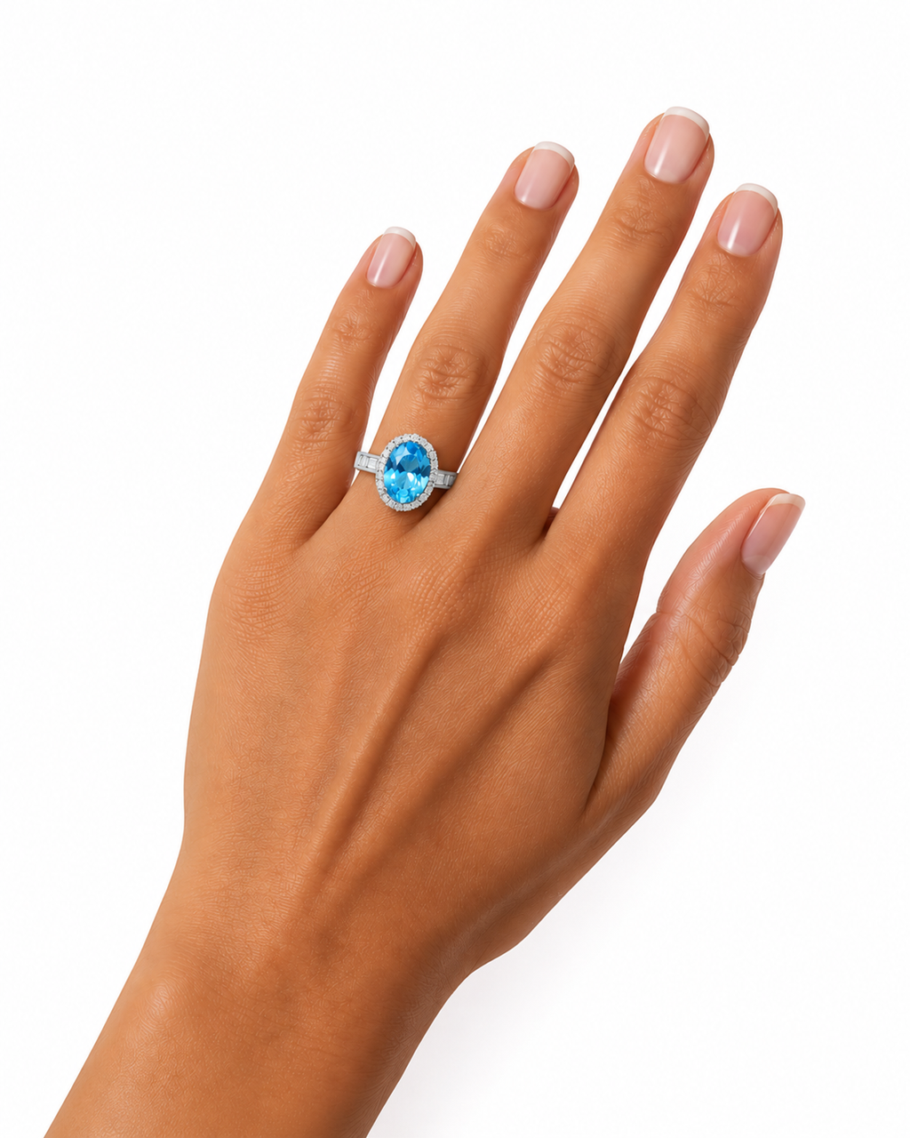 Swiss Blue Topaz Gemstone Ring 10x14mm 9CT