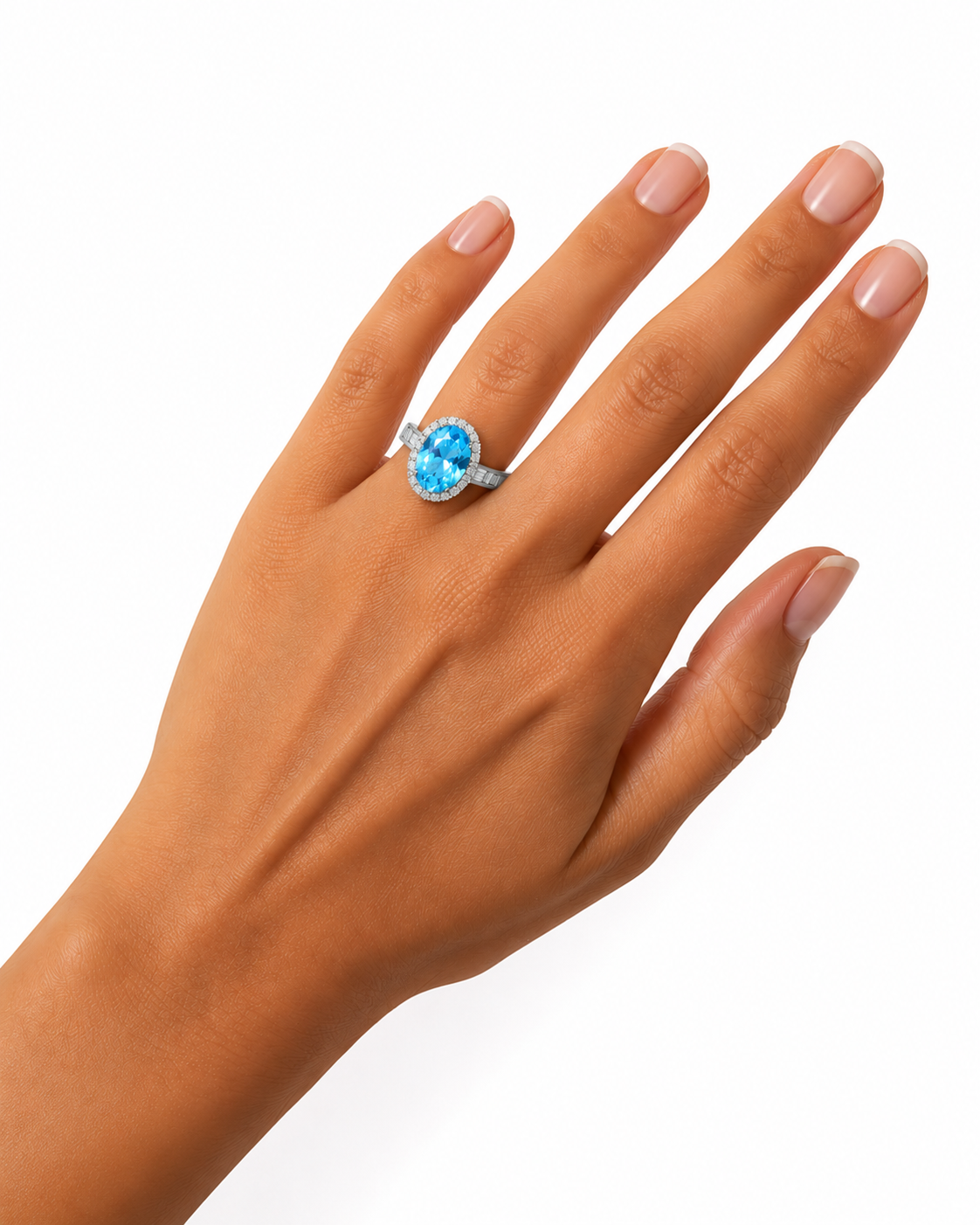 Swiss Blue Topaz Gemstone Ring 10x14mm 9CT