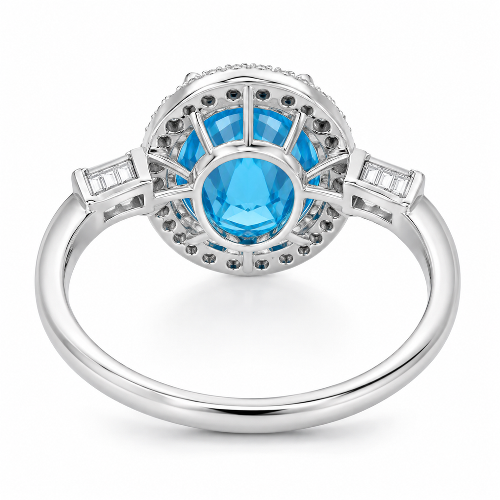 Swiss Blue Topaz Gemstone Ring 10x14mm 9CT