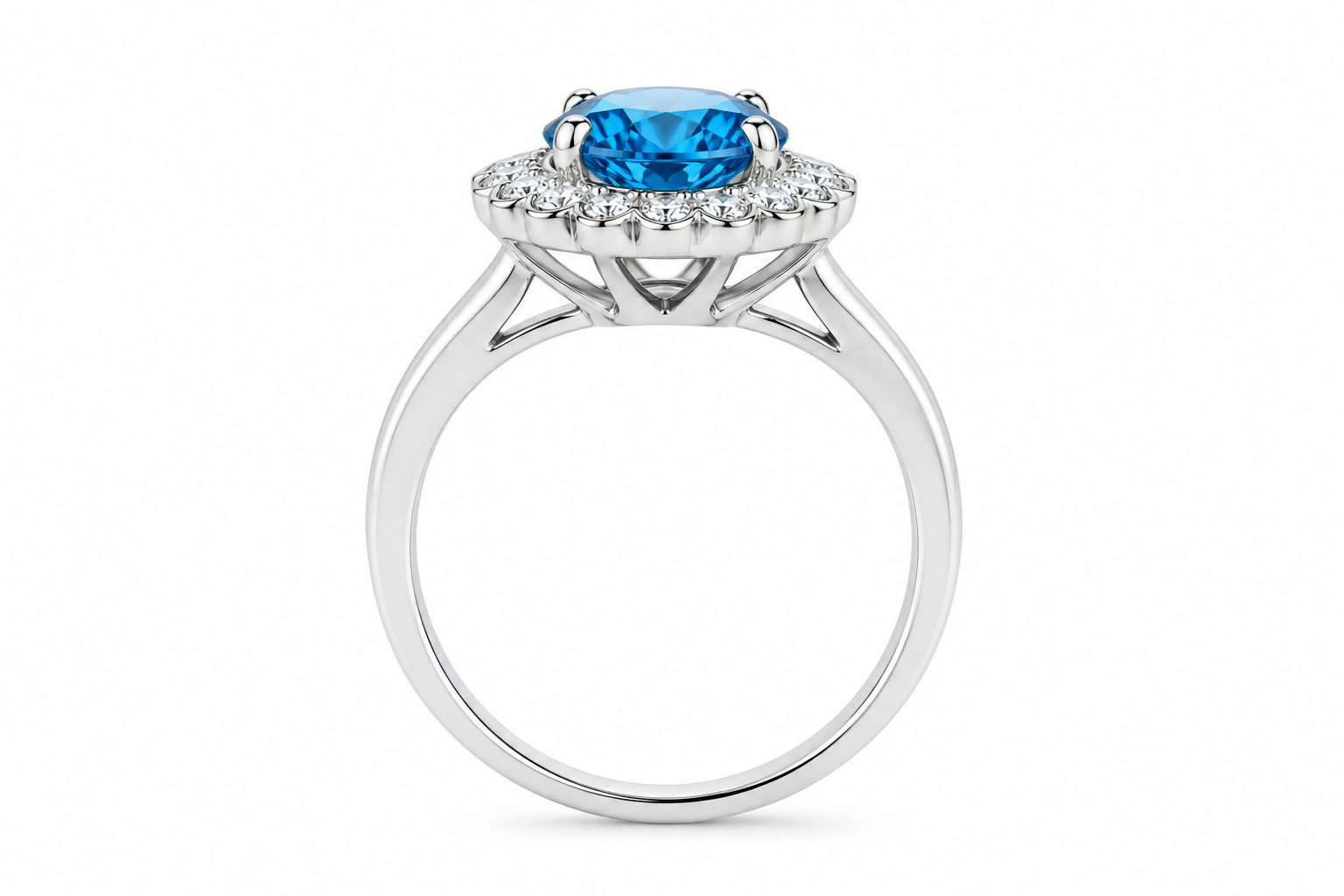 Blue Topaz Gemstone Ring Oval Cut 7x9mm