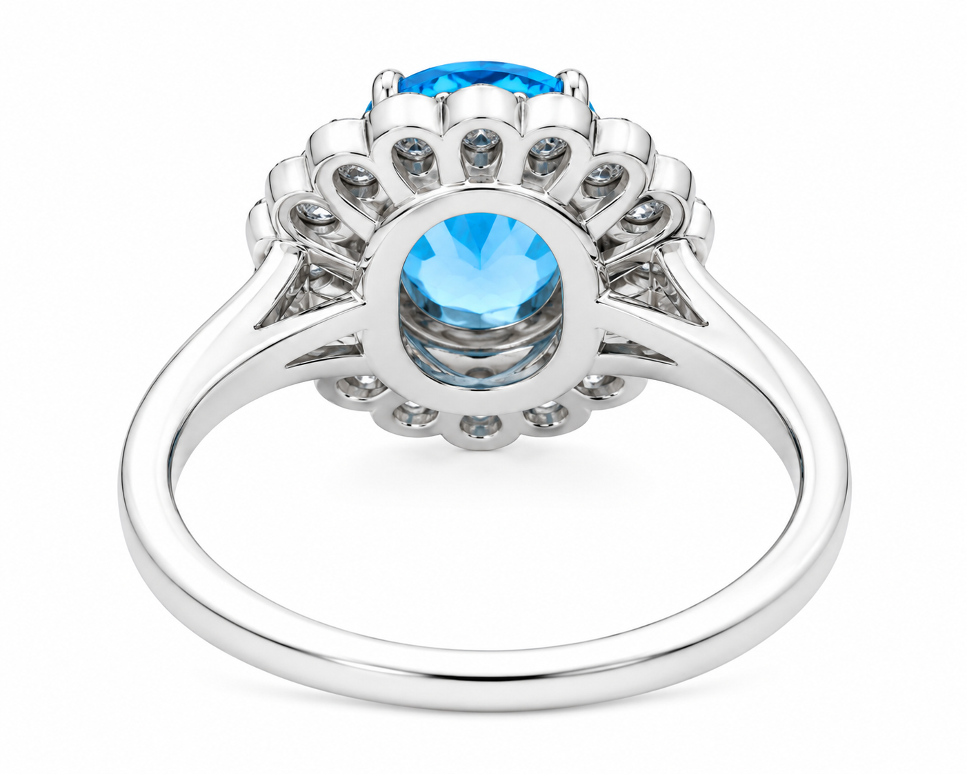Blue Topaz Gemstone Ring Oval Cut 7x9mm