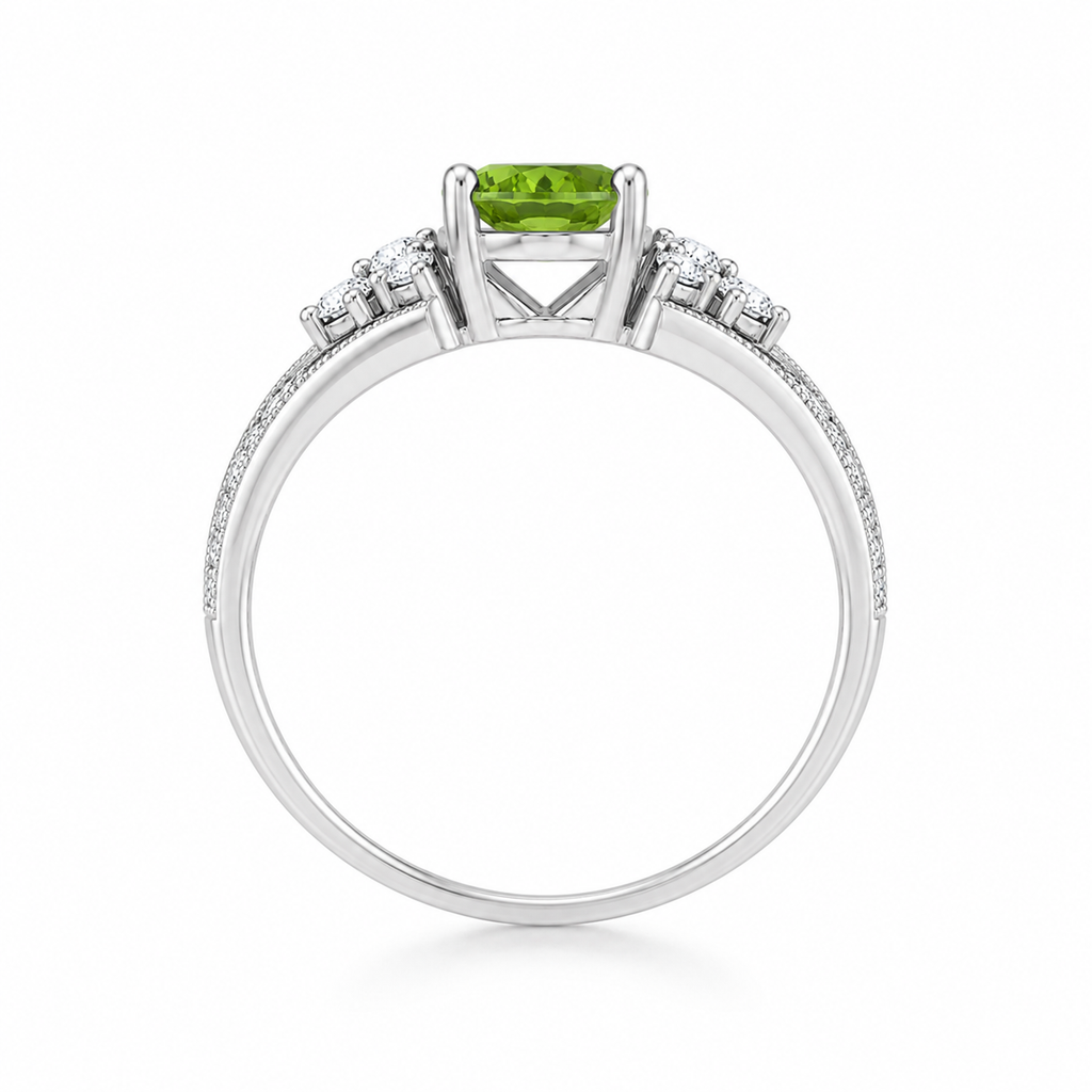 1CT August Birthstone Peridot Ring, Natural Peridot Ring 5x7mm