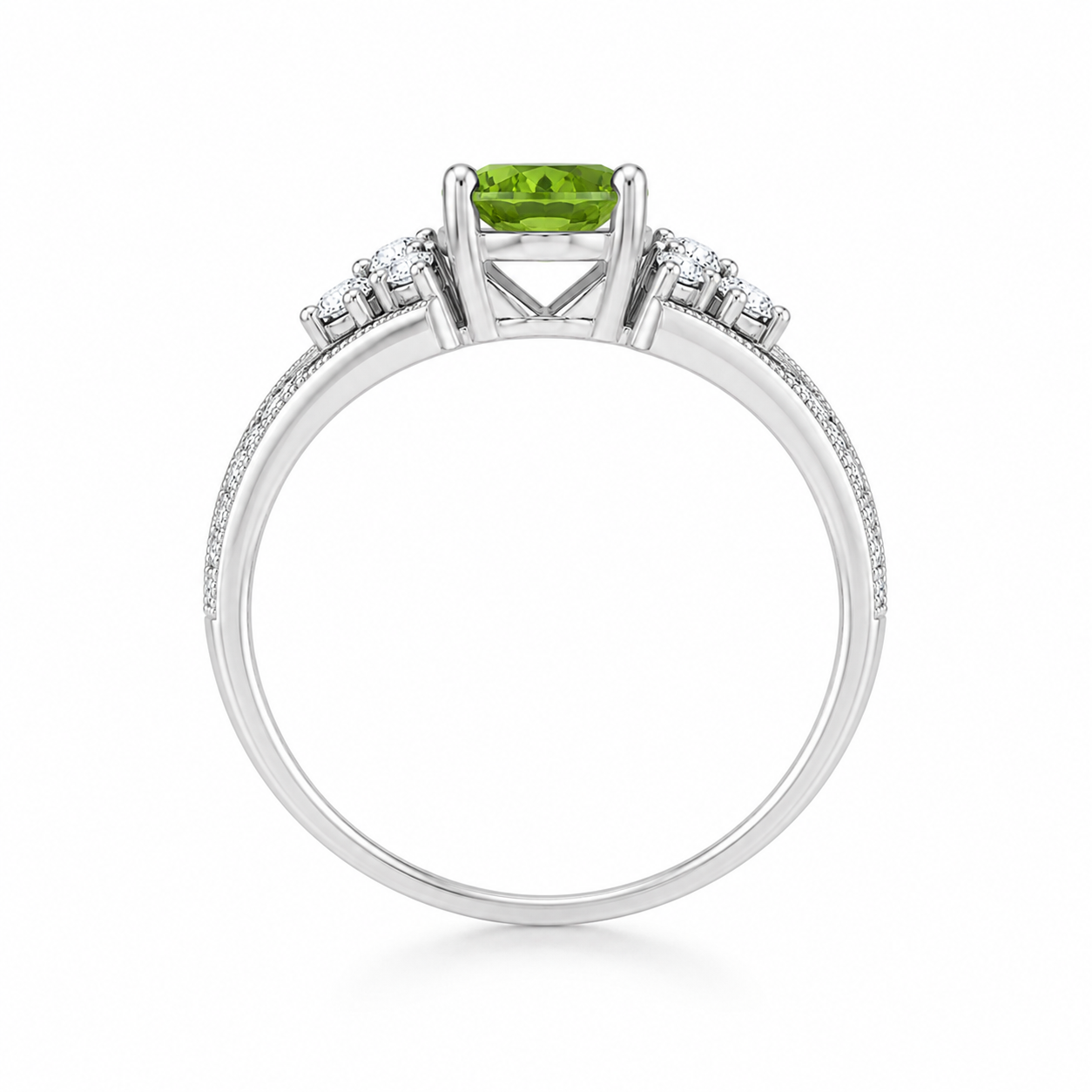 1CT August Birthstone Peridot Ring, Natural Peridot Ring 5x7mm