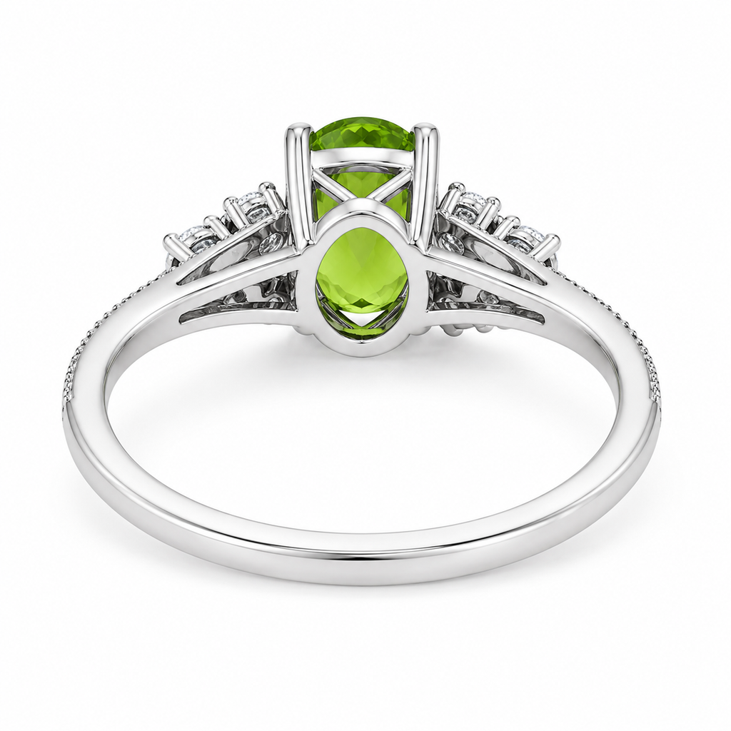 1CT August Birthstone Peridot Ring, Natural Peridot Ring 5x7mm