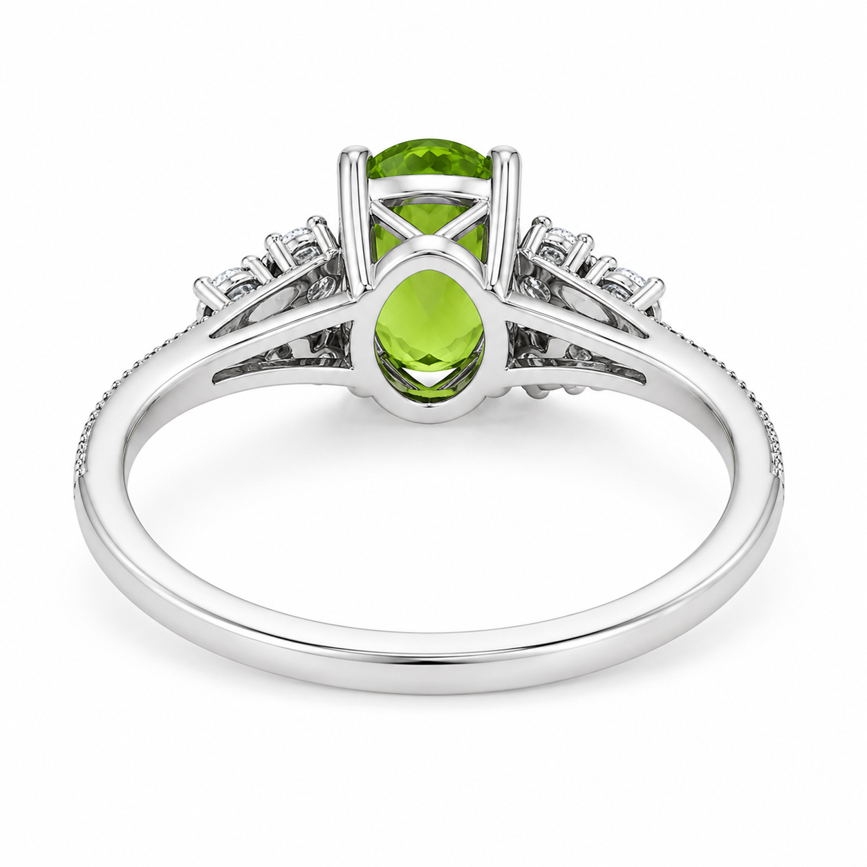1CT August Birthstone Peridot Ring, Natural Peridot Ring 5x7mm