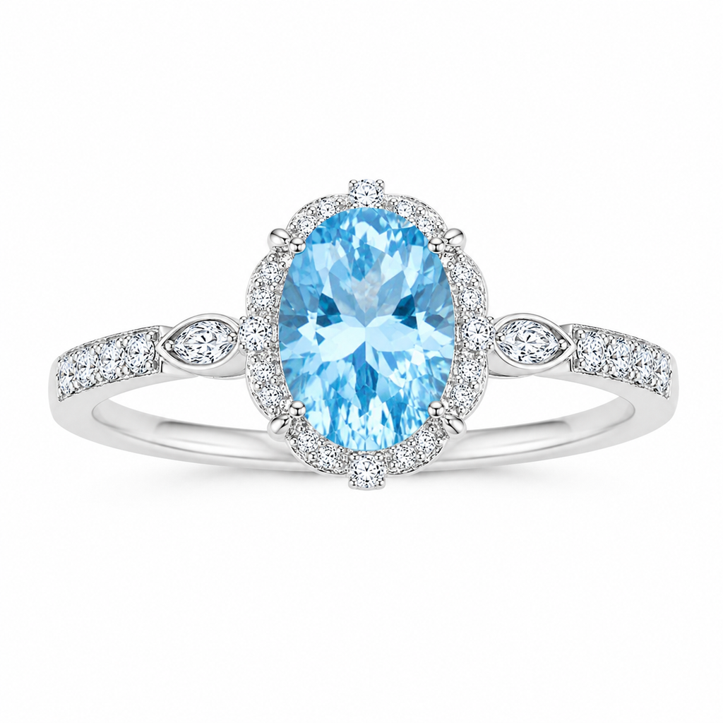 6 CT Oval Cut Sky Blue Topaz Gemstone Ring 10x14mm