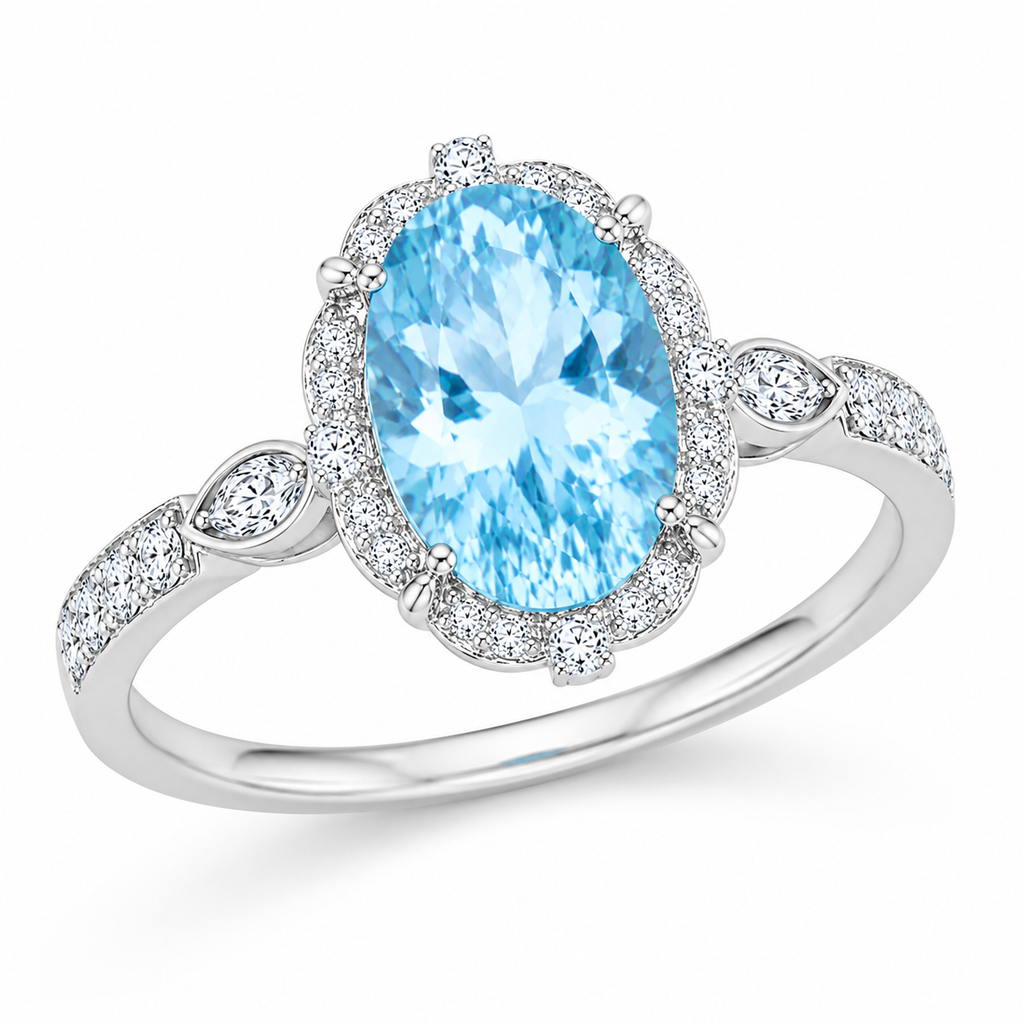 6 CT Oval Cut Sky Blue Topaz Gemstone Ring 10x14mm