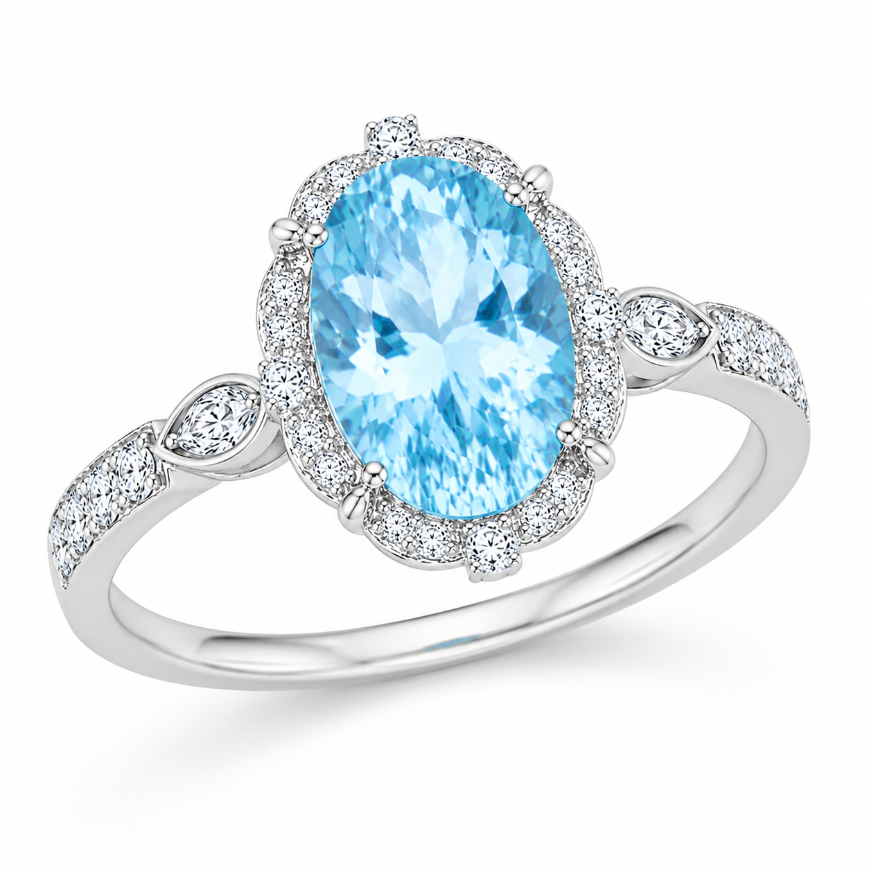 6 CT Oval Cut Sky Blue Topaz Gemstone Ring 10x14mm