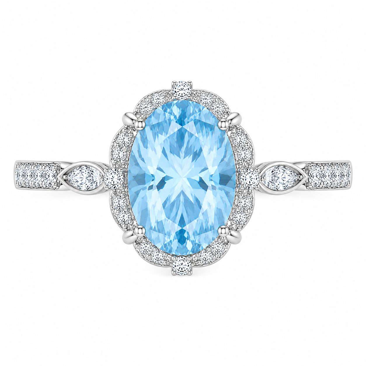 6 CT Oval Cut Sky Blue Topaz Gemstone Ring 10x14mm
