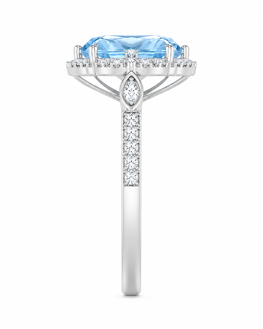 6 CT Oval Cut Sky Blue Topaz Gemstone Ring 10x14mm