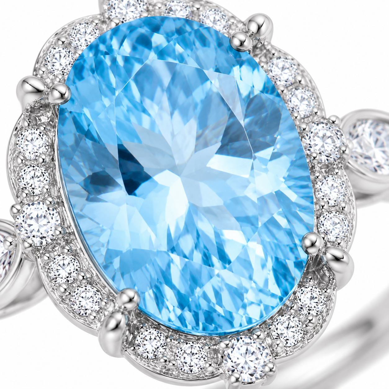 6 CT Oval Cut Sky Blue Topaz Gemstone Ring 10x14mm