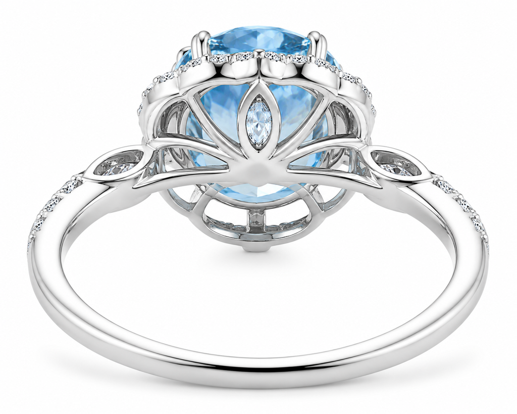 6 CT Oval Cut Sky Blue Topaz Gemstone Ring 10x14mm