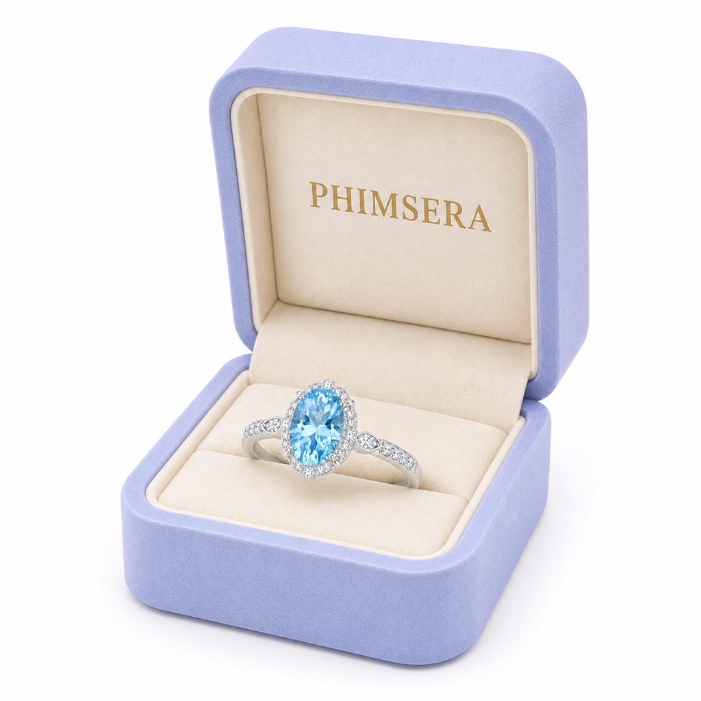 6 CT Oval Cut Sky Blue Topaz Gemstone Ring 10x14mm