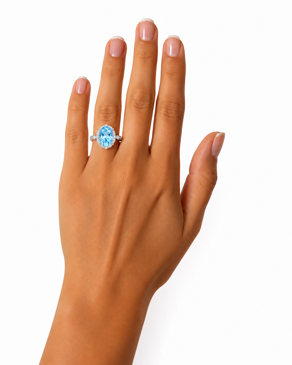 6 CT Oval Cut Sky Blue Topaz Gemstone Ring 10x14mm