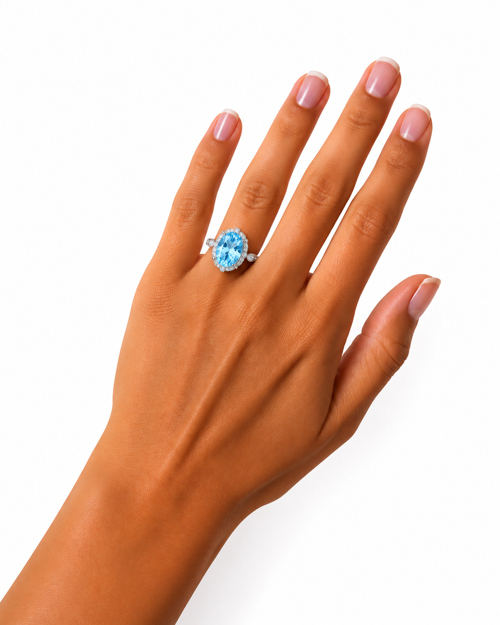 6 CT Oval Cut Sky Blue Topaz Gemstone Ring 10x14mm