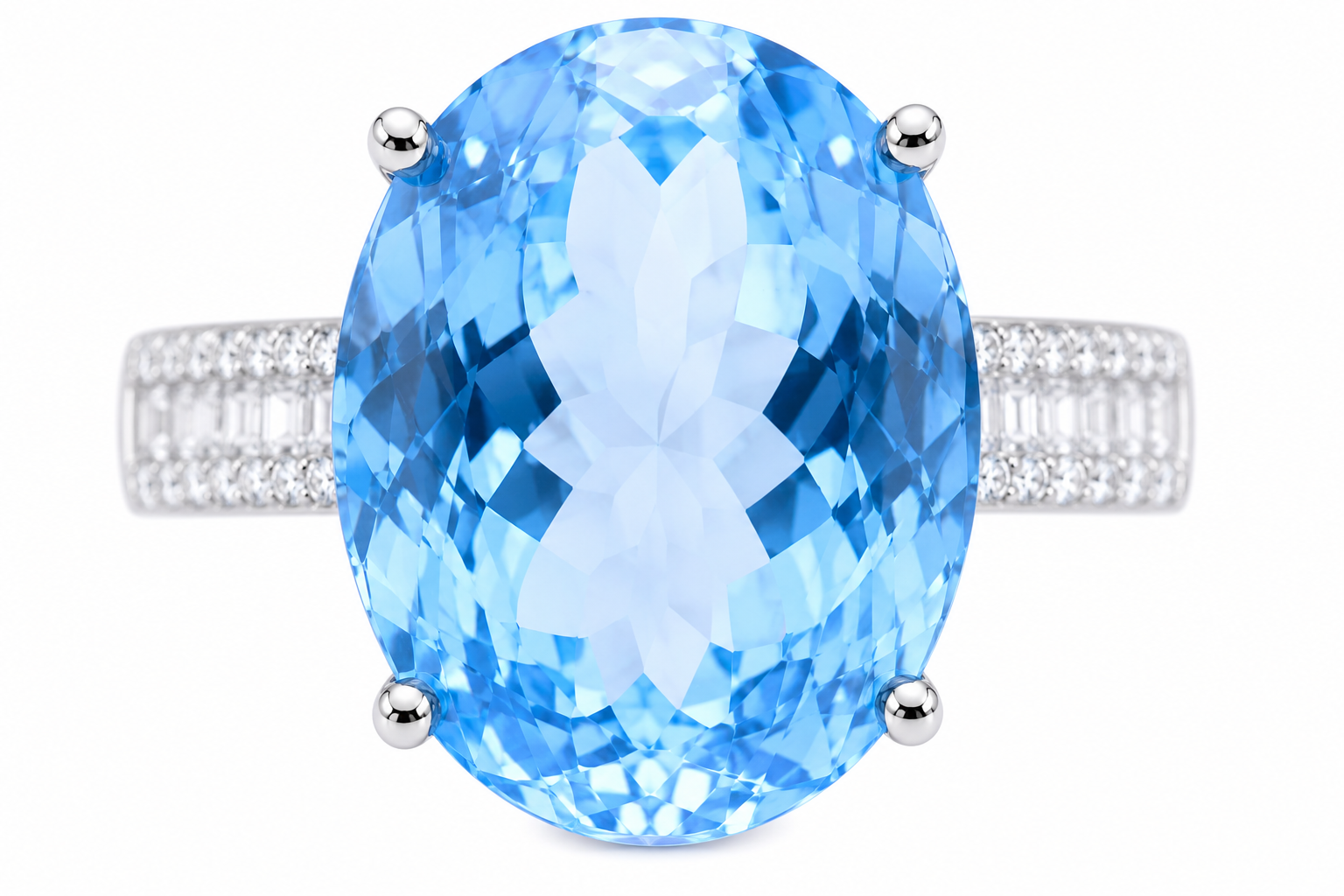 Swiss Blue Topaz Statement Ring 15CT 13x18mm, Large Blue Topaz Gemstone Ring
